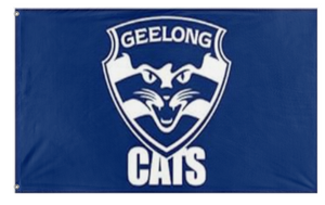 A mockup of the custom flag 'csgeelong flag' on a white background