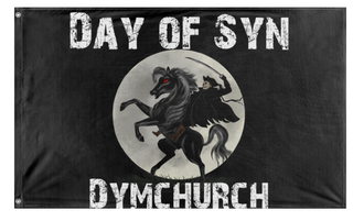 A mockup of the custom flag 'Day of Syn flag' on a white background