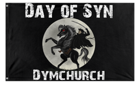 A mockup of the custom flag 'day of syn flag' on a white background