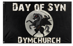 A mockup of the custom flag 'Day of Syn flag' on a white background