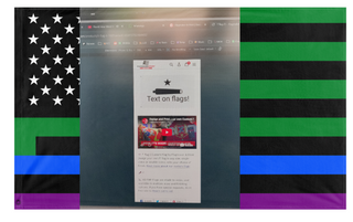 A mockup of the custom flag 't flag' on a white background