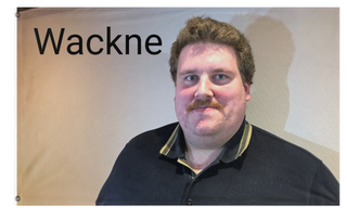 A mockup of the custom flag 'Wackne flag' on a white background