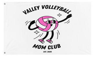 A mockup of the custom flag 'Mom flag' on a white background