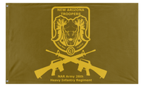A mockup of the custom flag 'New Arizona Troopers 26th Heavy Infantry Regiment flag' on a white background