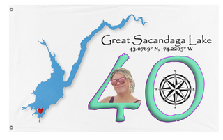A mockup of the custom flag '40th Birthday flag' on a white background