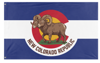 A mockup of the custom flag 'New Colorado Republic flag' on a white background