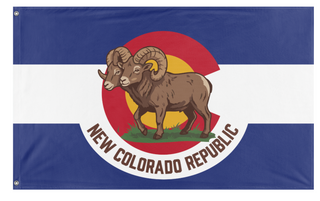 A mockup of the custom flag 'New Colorado Republic flag' on a white background