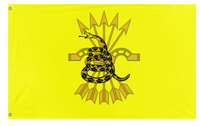 A mockup of the custom flag 'Neo Libertarian Falangalist flag' on a white background