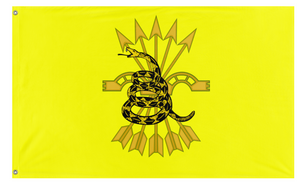 A mockup of the custom flag 'Neo Libertarian Falangalist flag' on a white background