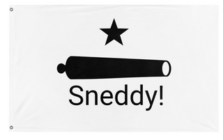 A mockup of the custom flag 'Sneedy Glag flag' on a white background