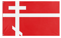 A mockup of the custom flag 'Danmark orthodox flag' on a white background