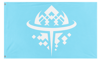 A mockup of the custom flag 'TEMPUS flag' on a white background
