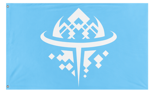 A mockup of the custom flag 'TEMPUS 2 flag' on a white background