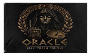 A mockup of the custom flag 'Oracle flag' on a white background