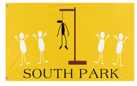 A mockup of the custom flag 'South Park Flag' on a white background