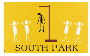 A mockup of the custom flag 'South Park Flag' on a white background