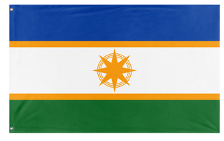 A mockup of the custom flag 'Poria flag' on a white background