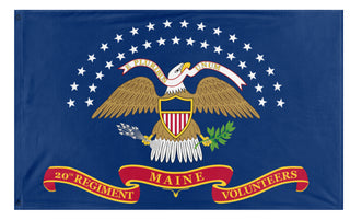 A mockup of the custom flag '20th Maine Volunteer Infantry flag' on a white background