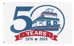 A mockup of the custom flag '50yr flag' on a white background