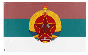 A mockup of the custom flag 'AFR Druznoslavia flag' on a white background