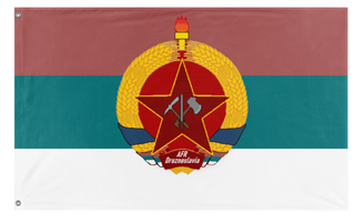 A mockup of the custom flag 'AFR Druznoslavia flag' on a white background
