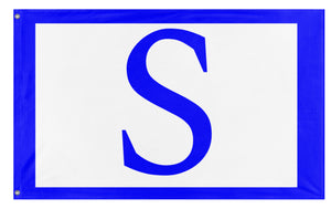 A mockup of the custom flag 'A. D. Stathatos flag' on a white background