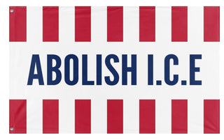 A mockup of the custom flag 'Abolish I.C.E flag' on a white background