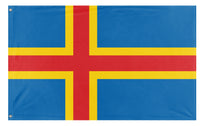 A mockup of the custom flag 'Aland Island Flag' on a white background