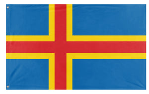 A mockup of the custom flag 'Aland Island Flag' on a white background