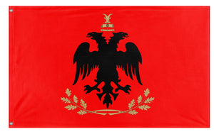 A mockup of the custom flag 'Albanian presidential flag' on a white background