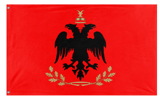 A mockup of the custom flag 'Albanian presidential flag' on a white background