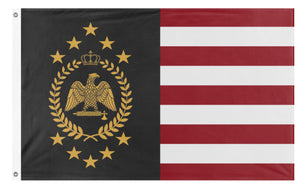 A mockup of the custom flag 'Alvus flag' on a white background