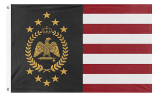 A mockup of the custom flag 'Alvus flag' on a white background