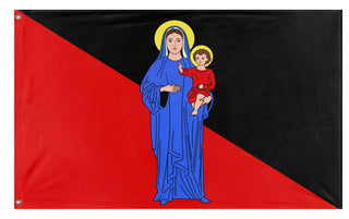 A mockup of the custom flag 'Anarchist Christian flag' on a white background