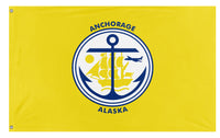 A mockup of the custom flag 'Anchorage Flag' on a white background