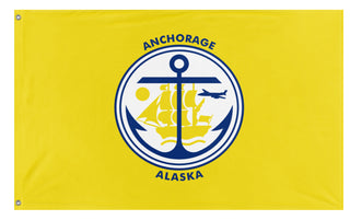 A mockup of the custom flag 'Anchorage Flag' on a white background