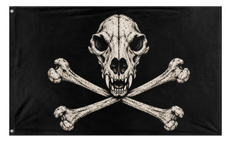 A mockup of the custom flag 'Animal Skull flag' on a white background