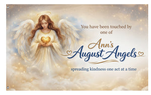 A mockup of the custom flag 'Ann's August Angles flag' on a white background