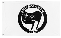 A mockup of the custom flag 'Anti Spawnism Action flag' on a white background