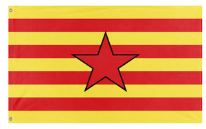 A mockup of the custom flag 'Aragon Independence Flag' on a white background