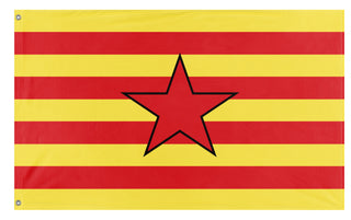 A mockup of the custom flag 'Aragon Independence Flag' on a white background
