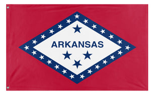 A mockup of the custom flag 'Arkansas State Flag' on a white background