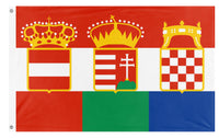 A mockup of the custom flag 'Austria Hungary Croatia Triarchy  flag' on a white background