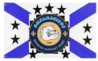 A mockup of the custom flag 'BHFANATICOS flag' on a white background