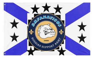 A mockup of the custom flag 'BHFANATICOS flag' on a white background