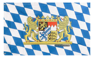 A mockup of the custom flag 'Bavarian Flag' on a white background