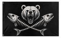 A mockup of the custom flag 'Bear and bones  flag' on a white background