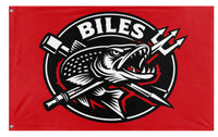 A mockup of the custom flag 'Biles flag' on a white background