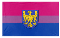 A mockup of the custom flag 'Bisexual Upper Silesia flag' on a white background