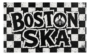 A mockup of the custom flag 'Boston Ska flag' on a white background